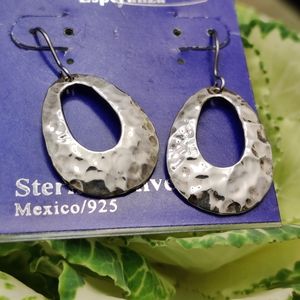 925 Sterling Hammered Silver Earrings Handmade In Mexico NWT